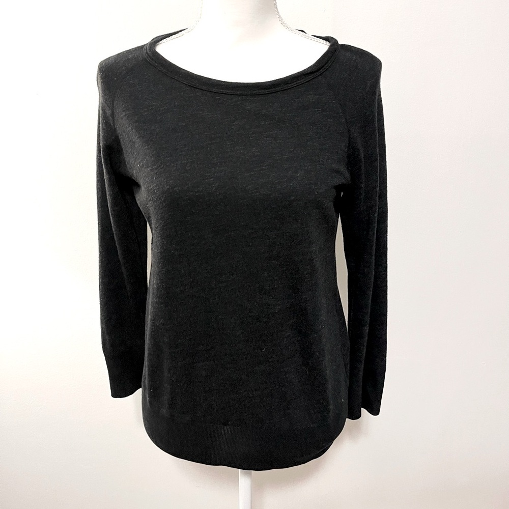 Standard James Perse Supima Cotton 3/4 Sleeve Tee Shirt Top Black Size S